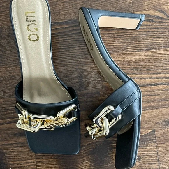 EGO Black and Gold “Link Up” Mule Sandal | US Size 9 - Picture 4 of 7